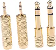SHINEOFI 4 Pcs Male to Female Audio Jack Adapter Gold Plated Stereo Plug Converter Durable Construction for Headphone Earphone Microphone Use