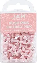 JAM PAPER Colorful Push Pins - Baby Pink Pushpins - 100/Pack