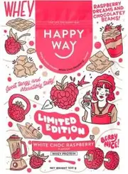 Happy Way Whey Protein Powder White Choc Raspberry 500g