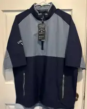Callaway Windbreaker Weather Series 1/4 Zip Short Sleeve Black Men's Medium ~New