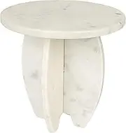 Creative Co-Op Marble Kitchen Pedestal with Interlocking Base, White