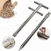 Double Tube Stratification Rotary Particle Sampler, 304 Stainless Double Layer Rotary Grain Sampler, 3 Slots Grains Sampler Soil Solid Fertilizer Cement Plant Lawn Garden Farm Available(38mmx 2.5m/1.5