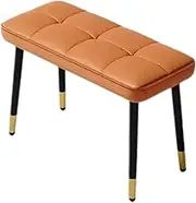 Shoe Bench Shoe Bench with Cushioned Seat Long Bench,Metal Frame Leather Cushion High Rebound Sponge Filling,Pull Point Design Process,Suitable for Living Room Bedroom Entrance Sofa and Othe