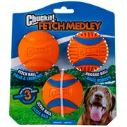 Chuckit Fetch Medley Gen3 Dog Toy Orange Medium 3 Pack
