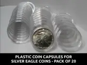 20 American Silver Eagle sized Plastic Coin Capsules - 41mm coin holders