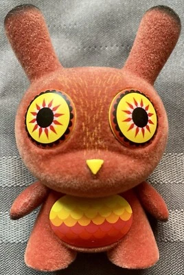 Kidrobot Dunny Red Dievas Owl CHASE Nathan Jurevicius Sideshow 2013 Flocked RARE