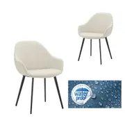 Simplife Set of 2 Fido Beige Stain Resistant Waterproof Fabric Dining Chairs