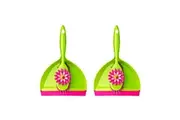 2x Vigar Flower Power Handy Broom & Dust Pan Set Floor Cleaning Sweeping Green