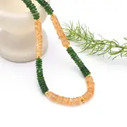Citrine Chrome Diopside Faceted Tyre Heishi Beads Necklace 925 Silver Chain
