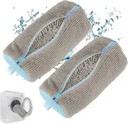 Aoipend 2 Pack Shoe Washing Machine Bag, Large Size Mesh Laundry Bag for Shoe, Recommended Uses for All Size Washable Sneakers,Running,Basketball,Canvas Shoes, Grey, large, Shoe Washing Bag