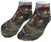 [QMNVBDS] Mushrooms And Flowers Socks Ankle Length Socks Casual Short Socks for Women Men Low Cut Sports Socks Running Socks No Show Socks Ankle Socks Athletic Socks Workout Socks, Style, One Size
