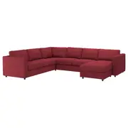 VIMLE corner sofa-bed, 5-seat, with chaise longue/Lejde red/brown