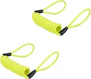 2Pcs 1.5m Yellow Motorcycle Disc Lock Reminder Cable Lock Security Spring Reminder Cable Disc Lock Reminder Cable for Scooter Motorcycle Bike