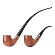 Long Stem Wooden Churchwarden Pipe Handmade Smoking Tobacco Pipes With 2 Stems