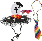 BELLIFFY 1 Set Halloween Cat Costume Accessories Decorative Cat Collar Bowtie Headwear for Pets Adorable Outfit for Kittens Puppies for Halloween Parties Pet Celebrations