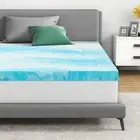 Mattress Topper, 3 Inch Infused Memory Foam Mattress Topper, Queen Blue