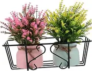 Totority Hanging Flowerpot Rack Iron Plant Storage Shelf with Rustic Design Decorative Flowerpot Holder for Balcony Garden and Kitchen Space Saving Vertical Plant Shelf