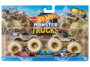 HOT WHEELS MONSTER TRUCKS DEMOLITION DOUBLES LAND ROVER VS 75 UNIMOG 1:64 SCALE