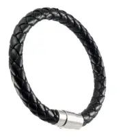 Leather Braided Bracelet Black leather Weave Wristband Magnetic clasp 9999