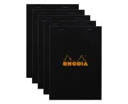 5x Rhodia No.16 Top Stapled A5 Notepad Office Stationery Note Pad 5x5 Grid Black