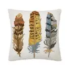 Woodland Bird Feathers Rustic Home Hook Wool Pillow 16" Sq