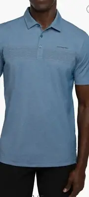 NWT Travis Mathew Island Traveler Blue Golf Polo Shirt Mens Medium