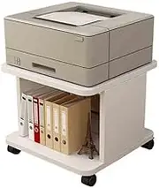 Printer Table Double Floor Printer Shelf Under The Office Desk Storage Copy Multifunctional Mobile Stand Printer Cart(White)
