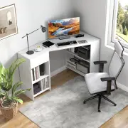 CostwayL-Shaped Computer Desk with Storage for Living Room Bedroom-White