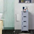 Bathroom Cabinet Unit Freestanding 4 Drawer Storage Cupboard Organizer