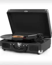 Vinyl Record Player Wireless Turntable Bluetooth 3-Speed Portable Vintage BLACK
