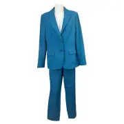 BODEN 2 Piece Pant Suit Set Ponte Blazer and Chino Pants in Bluegreen sz 12R/16L