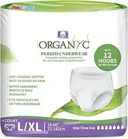 [Organyc] Certified Organic Cotton Disposable Period Underwear for Sensitive Skin 12 Hours Complete Protection Size L/XL 4 Count