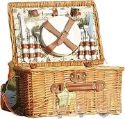 Camping Leisure Storage Basket, Outdoor Activity Cutlery Basket, Portable Shoulder Strap Set, Melon and Fruit Basket(Brown)