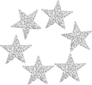 Hohopeti 4Pcs Silver Rhinestone Star Patches Adhesive Applique for Clothing Jeans Hats and Bags Decoration for DIY Crafts and Repairs