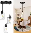 Lámparas colgantes de 3 luces, luces colgantes negras para isla de cocina