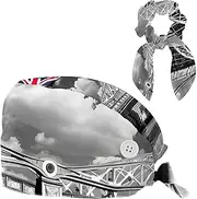 [YTYVAGT] Scrub Caps Women,Scrub Hats Suitable for Women,Building Bridge British Flag