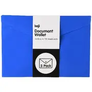Keji A4 Button Document Wallet Blue 5 Pack