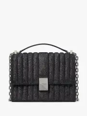 Deco Quilted Glitter Suede Chain Shoulder Bag