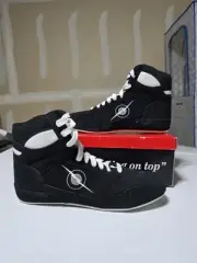 Vtg Mike DeAnna's Wrestling Shoes ~ Lightning Black & White Sz 9