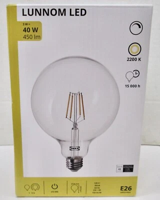 New IKEA LUNNOM LED Bulb E26 450 Lumen Dimmable/globe Clear Glass 5" 405.393.76