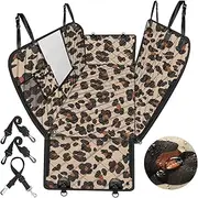HABOPET Dog Seat Cover, Waterproof Non-Slip Scratchproof Car Seat Cover for Back Seat, with Storage Pockets Mesh Visual Window for Cars, Trucks and SUVs (Leopard Print)