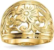 [Diamond2Deal] Women's 14k Yellow Gold Polished Floral Fashion Ring
