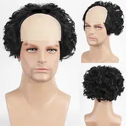 Short Brown Old Men Wig Fluffy Bald Head Wig Synthetic Cosplay Wigs Carnival Wigs