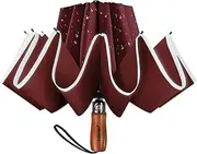 Lejorain Large Reversible Umbrella -50 Inch Windproof Folding Inverted Umbrella - Auto Open/Close with Safety Reflective Strip(Black/Blue)