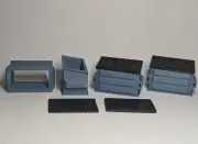 (5) - Blue Garbage Trash Dumpster w/Lid Scale Toy Diorama Accessory 1:64 Set