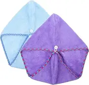 PAMINGONO 2pcs Quick Drying Hair Towels Fleece Hair Wraps for Lightweight Comfortable for Travel Fast Drying After Bathing Lake