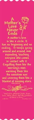"Mother's Love Never Ends" Mother's Day Bible Bookmark Ribbons, pk of 10 (#5859)