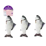 3 x Pet Cat Kitten Interactive Fish Toy With Catnip Wagging Realistic Plush Toy