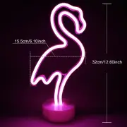 LED Flamingo Neon Light Signs - Room Decor, Pink Neon Lights, Battery Operated Light Up Sign, Bedside Table Lamps