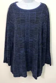 Nic & Zoe Tunic Top Women's Size 1X Pullover Blue Black 1/4 Zip Back NEW